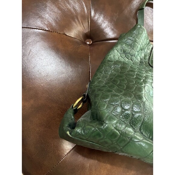 Coach Ashley Green Croc Embossed Leather Carry All Tote Handbag Purse Bag - Picture 11 of 13